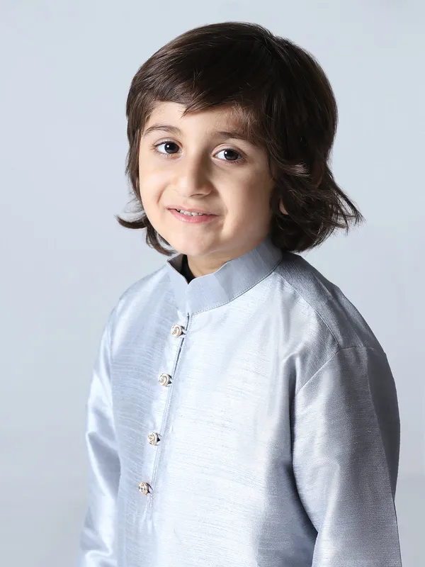 Boys_Grey_Dupion_Silk_Straight_Kurta_With_Trousers