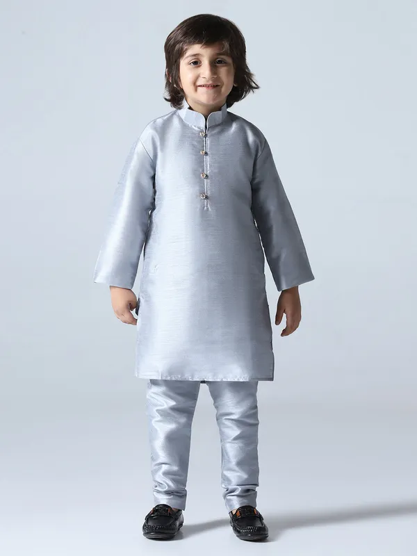 Boys_Grey_Dupion_Silk_Straight_Kurta_With_Trousers