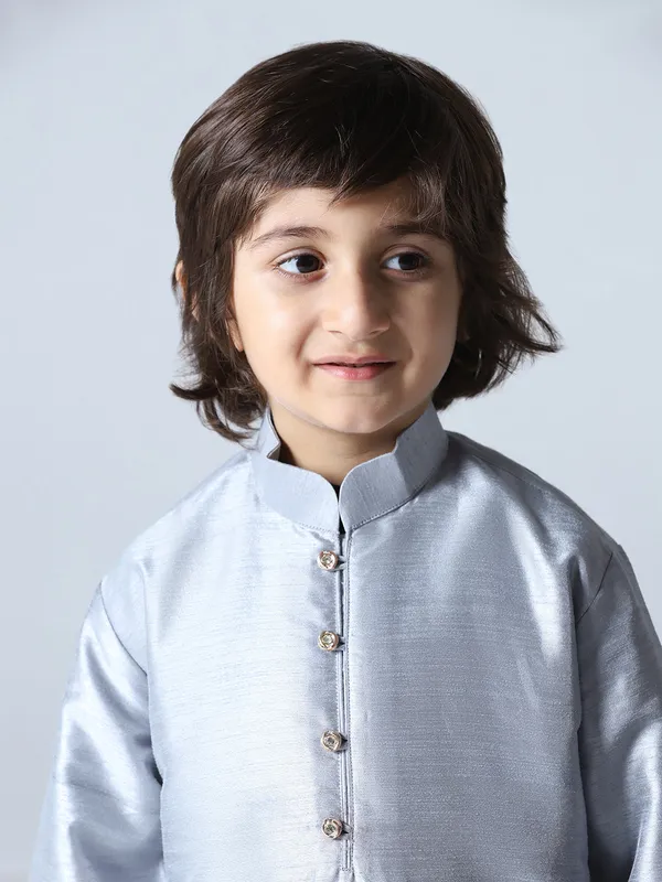 Boys_Grey_Dupion_Silk_Straight_Kurta_With_Trousers
