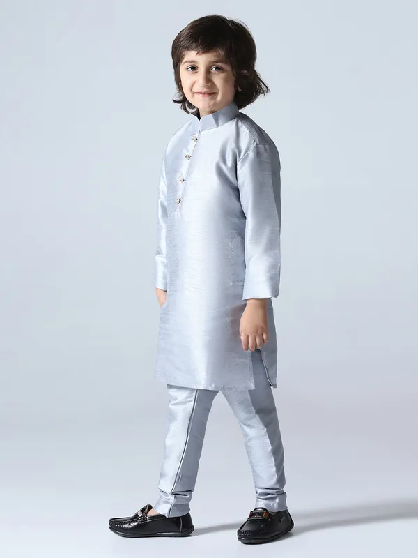 Boys_Grey_Dupion_Silk_Straight_Kurta_With_Trousers