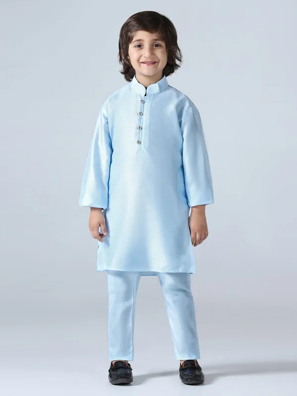 Boys_Sky_Blue_Dupion_Silk_Kurta_With_Pyjama