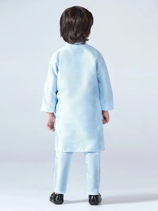 Boys_Sky_Blue_Dupion_Silk_Kurta_With_Pyjama