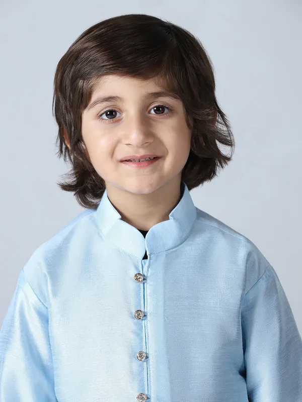 Boys_Sky_Blue_Dupion_Silk_Kurta_With_Pyjama