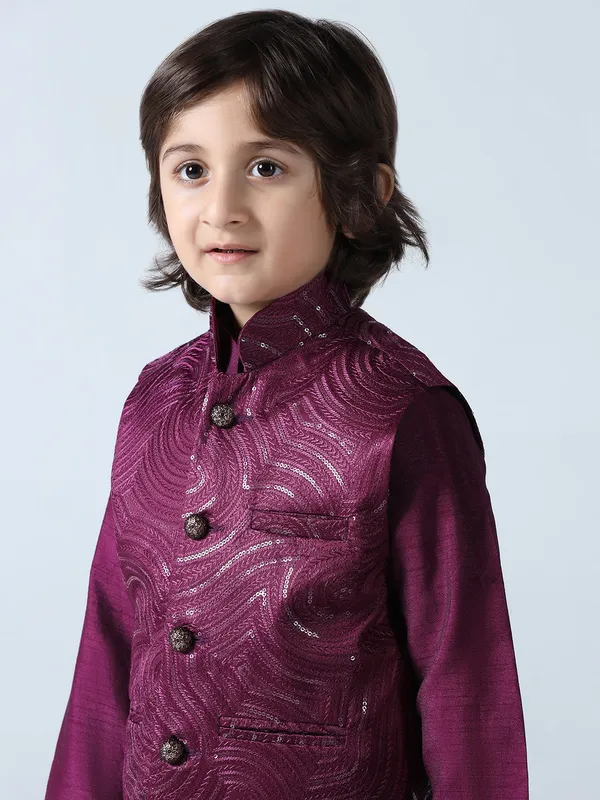 Boy_Wine_Embroided_Jakcet_Kurta_Set