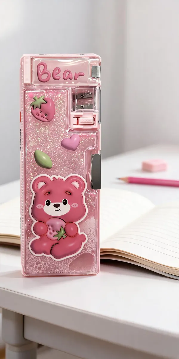 Pink_Bear_Strawberry_Pencil_Box_With_Sharpener_For_Kids