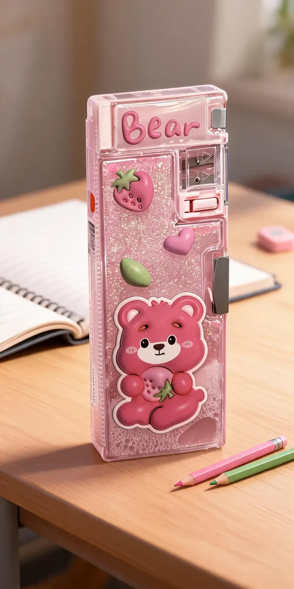 Pink_Bear_Strawberry_Pencil_Box_With_Sharpener_For_Kids
