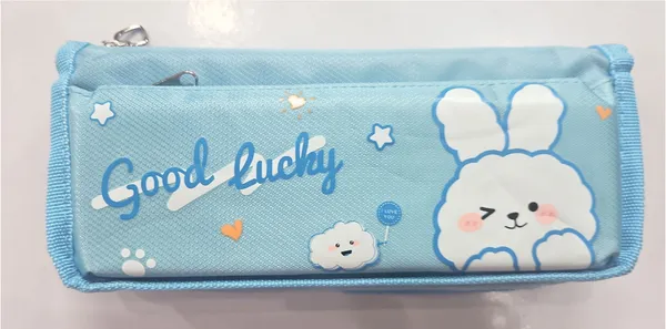 Blue_Fabric_Rabbit_Print_Zippered_Pencil_Pouch_For_Kids