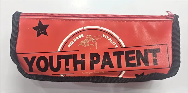 Red_Fabric_Youth_Patent_Zippered_Pencil_Pouch_For_Kids