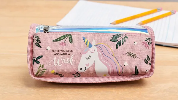 Pink_Fabric_Unicorn_Print_Zippered_Pencil_Pouch_For_Kids