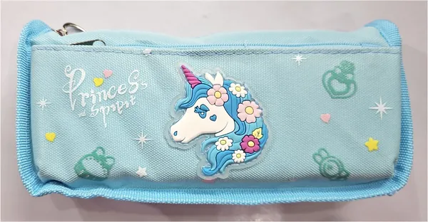 Blue_Fabric_Unicorn_Print_Zip_Pencil_Pouch_For_Kids