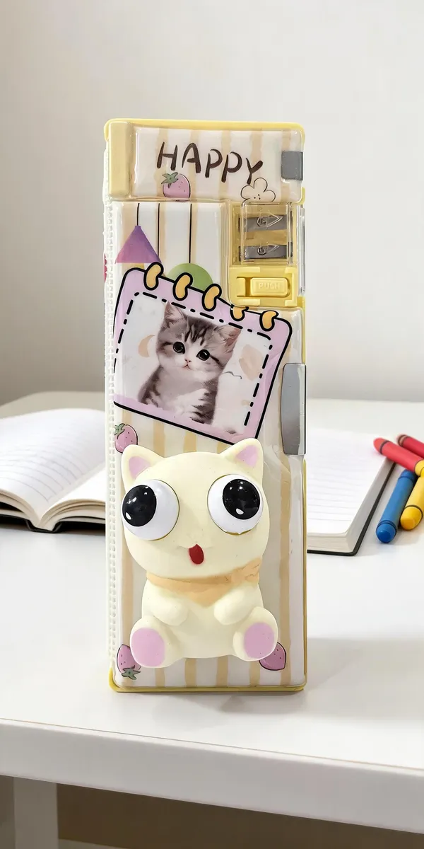 Cream_Plastic_Cat_Design_Pencil_Box_For_Kids