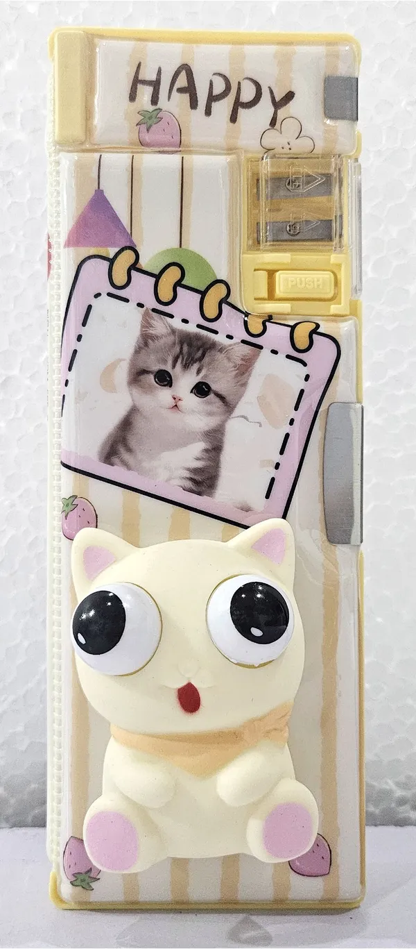 Cream_Plastic_Cat_Design_Pencil_Box_For_Kids