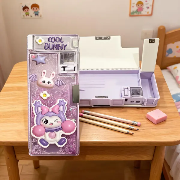 Purple_Glitter_Bunny_Transparent_Pencil_Box_For_Kids