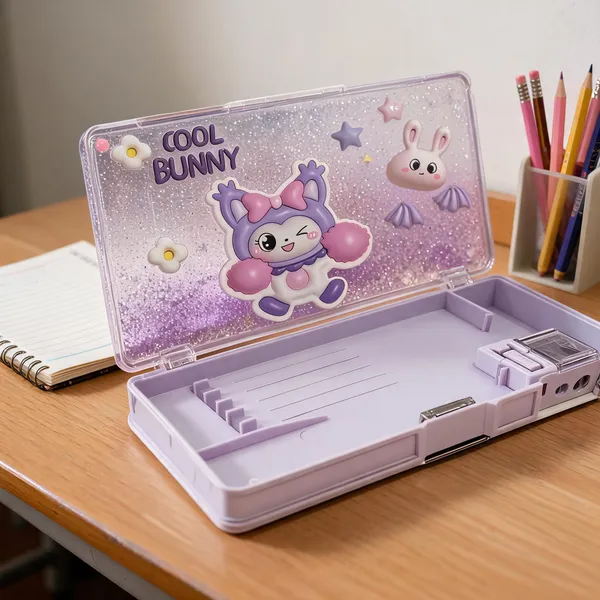 Purple_Glitter_Bunny_Transparent_Pencil_Box_For_Kids
