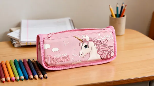 Pink_Fabric_Unicorn_Print_Zippered_Pencil_Pouch_For_Kids