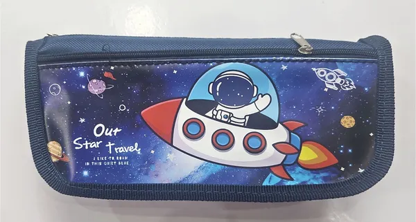 Blue_Fabric_Space_Print_Zippered_Pencil_Pouch_For_Kids