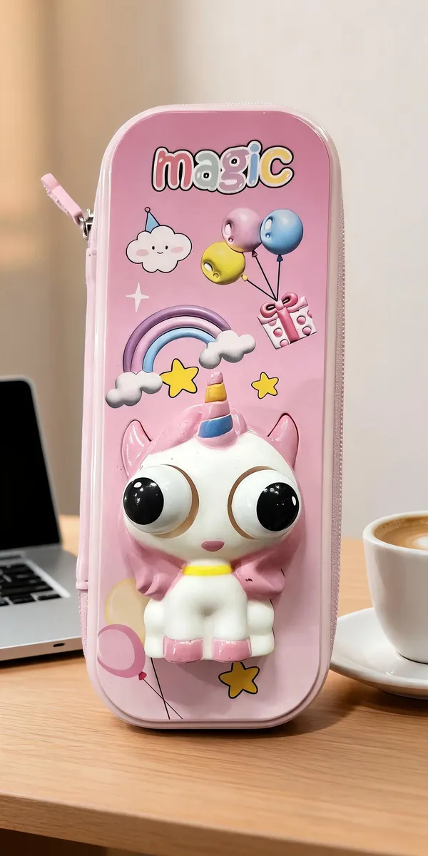 Pink_3D_Unicorn_Magic_Zippered_Pencil_Case_For_Kids