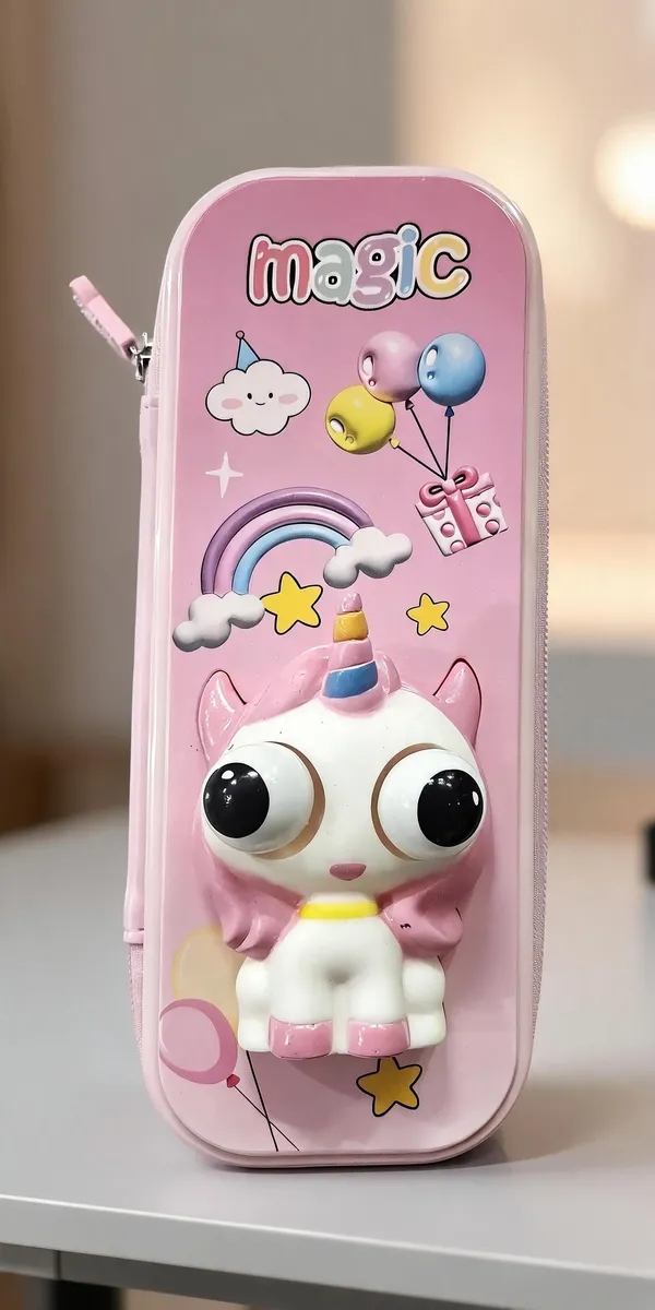 Pink_3D_Unicorn_Magic_Zippered_Pencil_Case_For_Kids