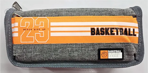 Grey_Fabric_Basketball_Print_Pencil_Pouch_For_Kids