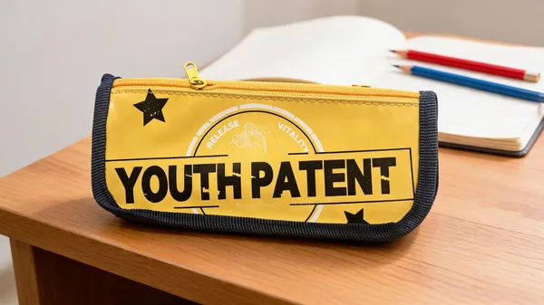 Yellow_Fabric_Youth_Patent_Print_Zippered_Pencil_Pouch_For_Kids