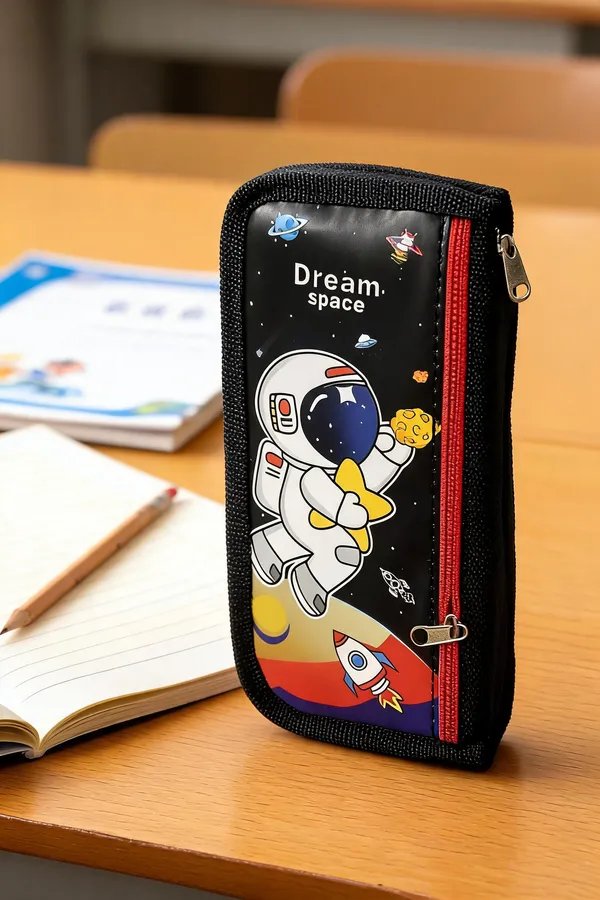 Black_Space_Astronaut_Print_Zippered_Pencil_Pouch_For_Kids