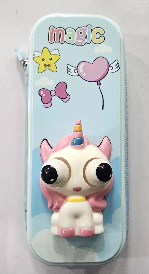 Blue_3D_Unicorn_Zippered_Pencil_Case_For_Kids
