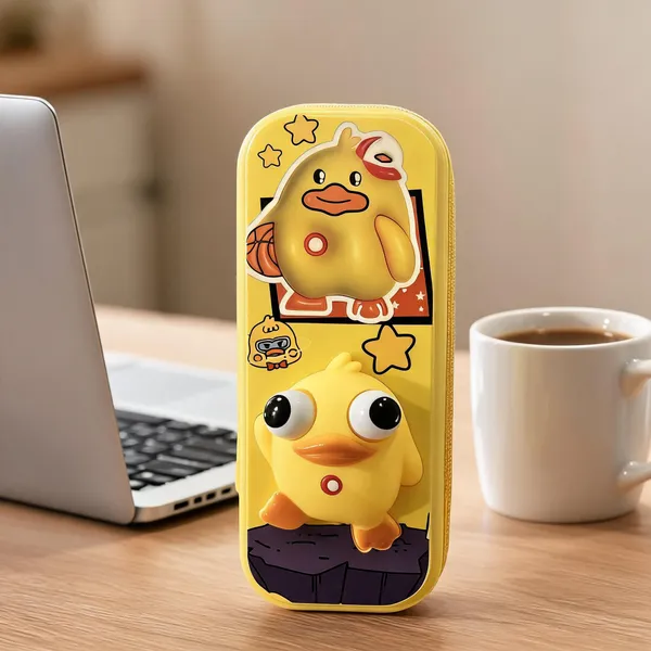 Yellow_3D_Duck_Zippered_Pencil_Case_For_Kids