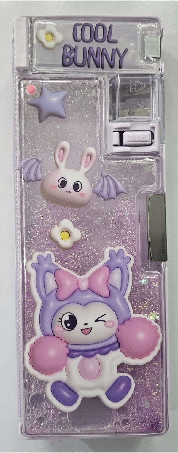 Purple_Glitter_Bunny_Transparent_Pencil_Box_For_Kids