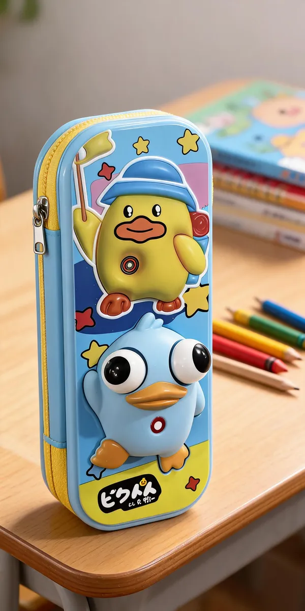 Blue_3D_Cartoon_Duck_Zippered_Pencil_Box_For_Kids