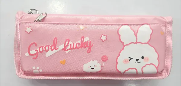 Pink_Bunny_Print_Zippered_Pencil_Pouch_For_Kids