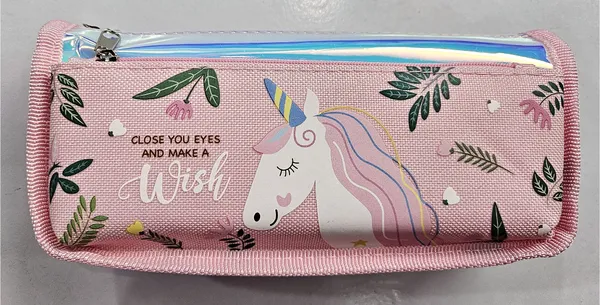 Pink_Fabric_Unicorn_Print_Zippered_Pencil_Pouch_For_Kids