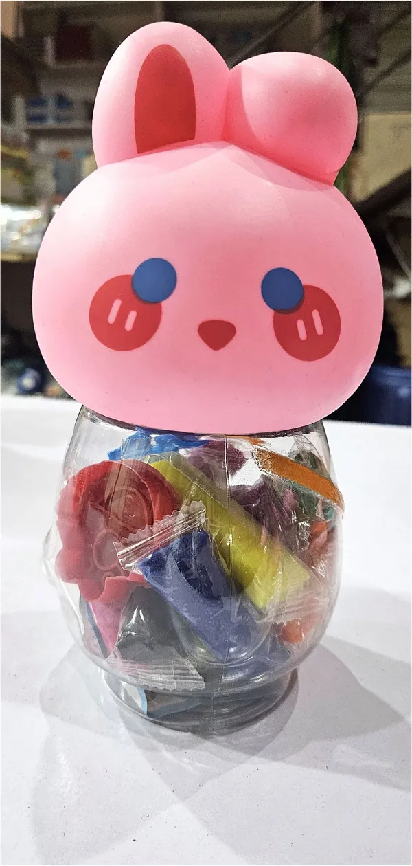 Pink_Bunny_Lid_Hair_Tie_Storage_Jar_For_Kids