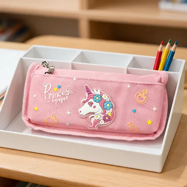 Pink_Fabric_Unicorn_Print_Zip_Pencil_Pouch_For_Kids