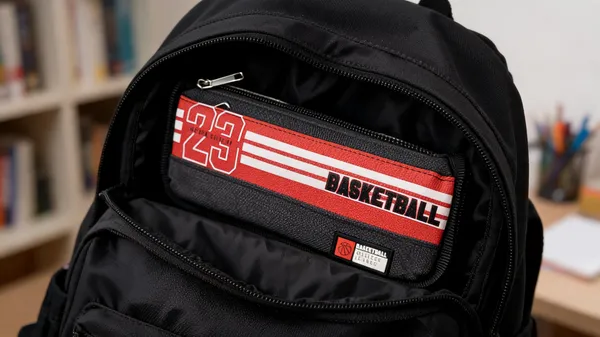 Red_Black_Fabric_Basketball_Print_Zippered_Pencil_Pouch_For_Kids