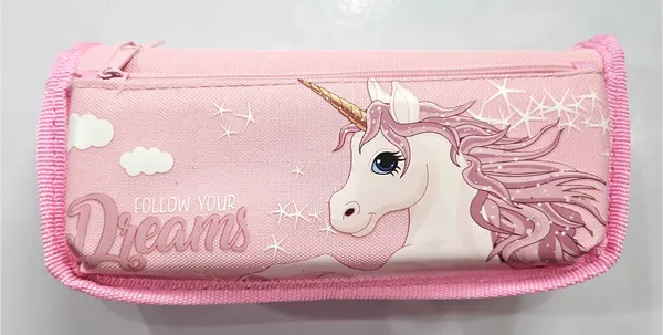Pink_Fabric_Unicorn_Print_Zippered_Pencil_Pouch_For_Kids