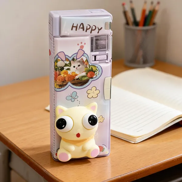 Cream_Plastic_Cat_Design_Pencil_Box_With_Built-In_Sharpener