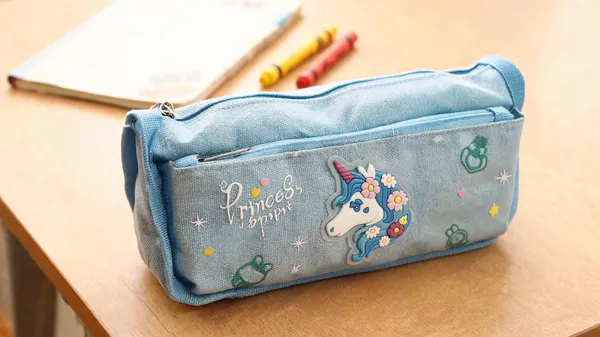 Blue_Fabric_Unicorn_Print_Zip_Pencil_Pouch_For_Kids