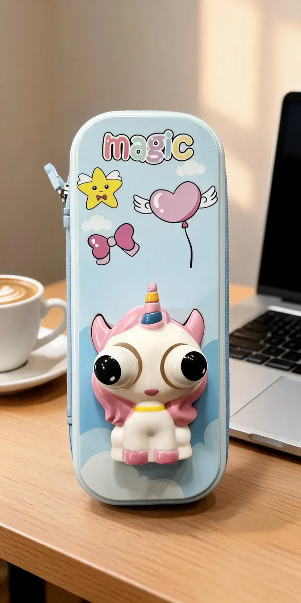 Blue_3D_Unicorn_Zippered_Pencil_Case_For_Kids