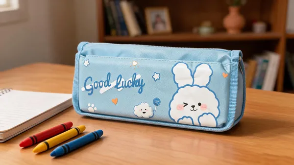 Blue_Fabric_Rabbit_Print_Zippered_Pencil_Pouch_For_Kids
