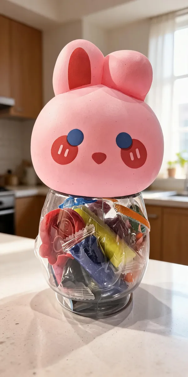 Pink_Bunny_Lid_Hair_Tie_Storage_Jar_For_Kids