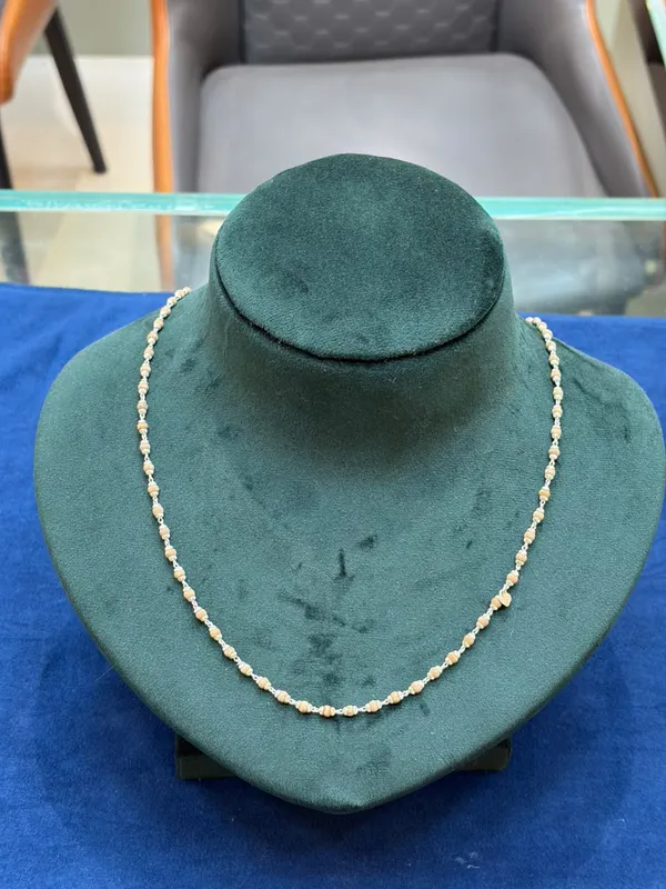 Gold_Tone_925_Silver_Beaded_Necklace_For_Women