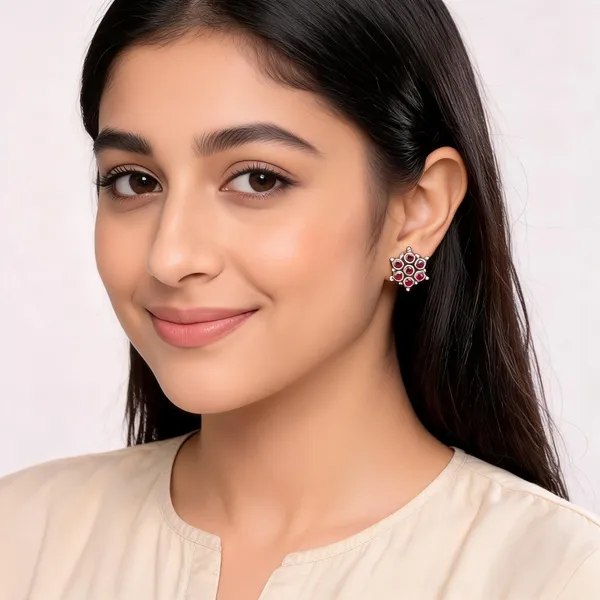 Silver_925_Pink_Stone_Floral_Stud_Earrings_For_Women