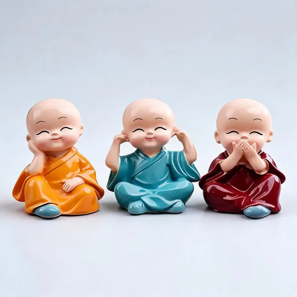 UNYSHOPPE_Baby_Monk_Buddha_Set_of_4_Polyresin_Mini_Showpiece_for_Home_Office_Decor_Decorative_Showpiece_-_6_cm_(Polyresin,_Multicolor)_-_Pack_of_3