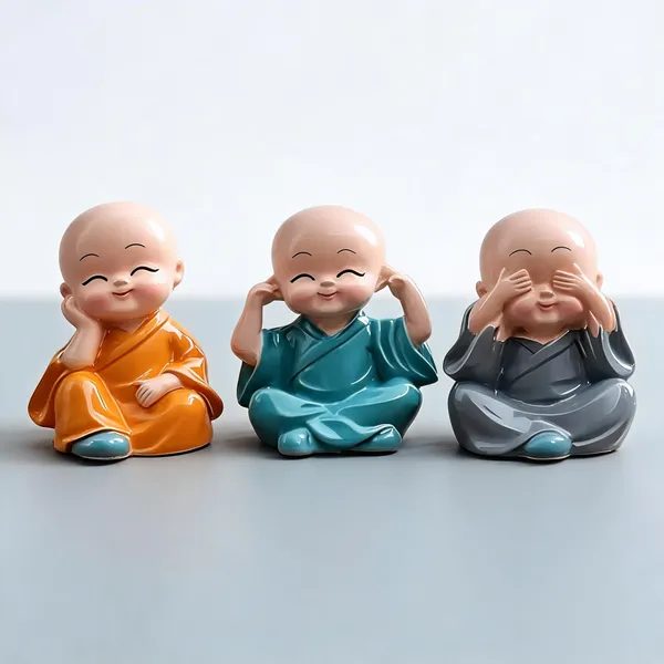 UNYSHOPPE_Baby_Monk_Buddha_Set_of_4_Polyresin_Mini_Showpiece_for_Home_Office_Decor_Decorative_Showpiece_-_6_cm_(Polyresin,_Multicolor)_-_Pack_of_3