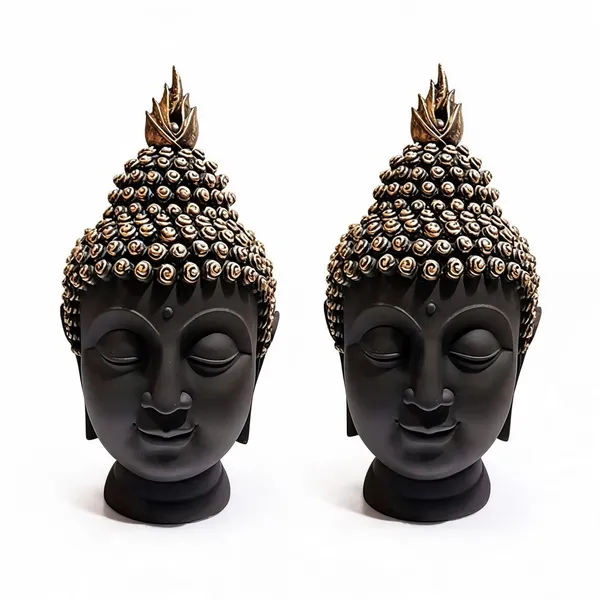 Krishan_Zen_Buddha_Head_Statue_-_14_cm_Black_&_Gold_Resin_Idol_for_Meditation_Decorative_Showpiece_-_14_cm_(Polyresin,_Black)_-_Pack_of_2