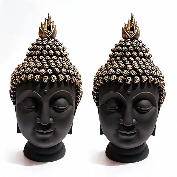 Krishan_Zen_Buddha_Head_Statue_-_14_cm_Black_&_Gold_Resin_Idol_for_Meditation_Decorative_Showpiece_-_14_cm_(Polyresin,_Black)_-_Pack_of_2