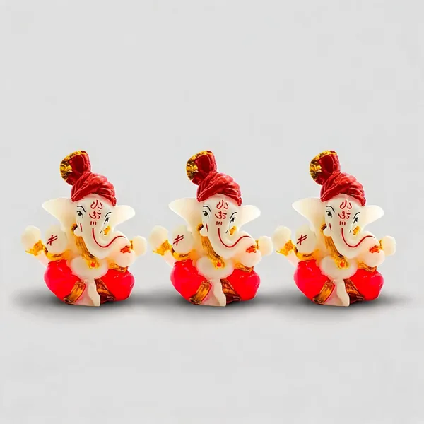 Krishan_Lord_Ganesha_Idol_with_Red_Pagdi_Decorative_Showpiece_-_5.5_cm_(Resin,_White,_Red)_-_Pack_of_3