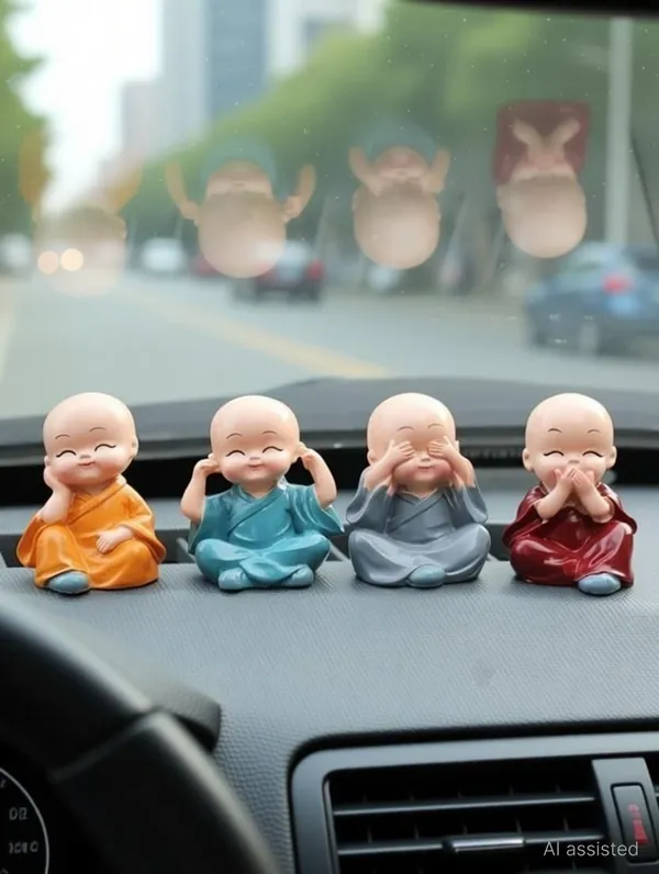 UNYSHOPPE_Baby_Monk_Buddha_Set_of_4_Polyresin_Mini_Showpiece_for_Home_Office_Decor_Decorative_Showpiece__-__6_cm_(Polyresin,_Multicolor)