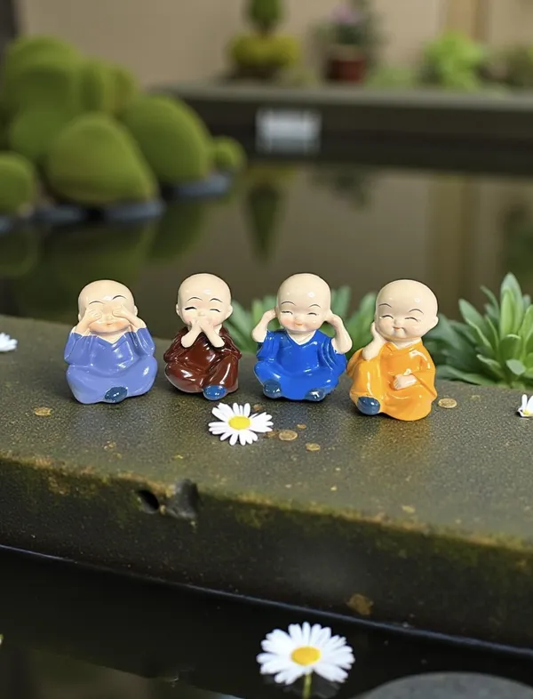 UNYSHOPPE_Baby_Monk_Buddha_Set_of_4_Polyresin_Mini_Showpiece_for_Home_Office_Decor_Decorative_Showpiece__-__6_cm_(Polyresin,_Multicolor)