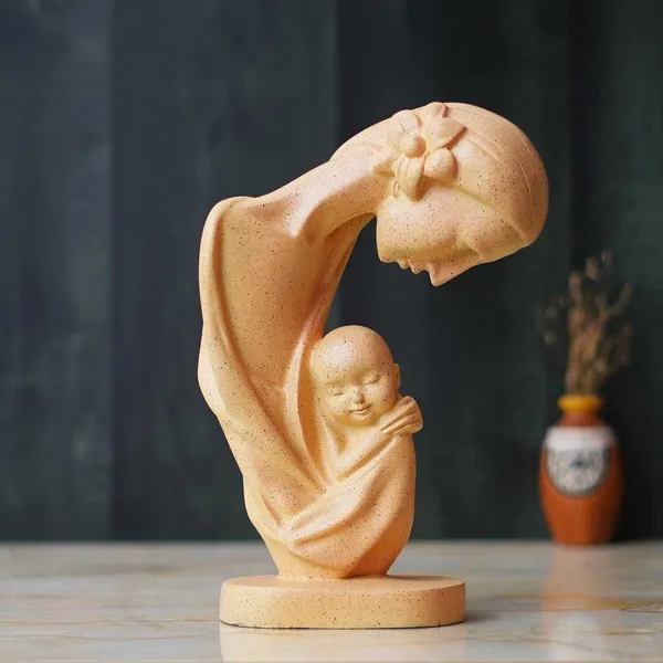 Krishan_Mother_and_Child_Bond_Sculpture_-Resin_Family_Figurine_for_Home_Decor_Decorative_Showpiece__-__25_cm_(Resin,_Peach)
